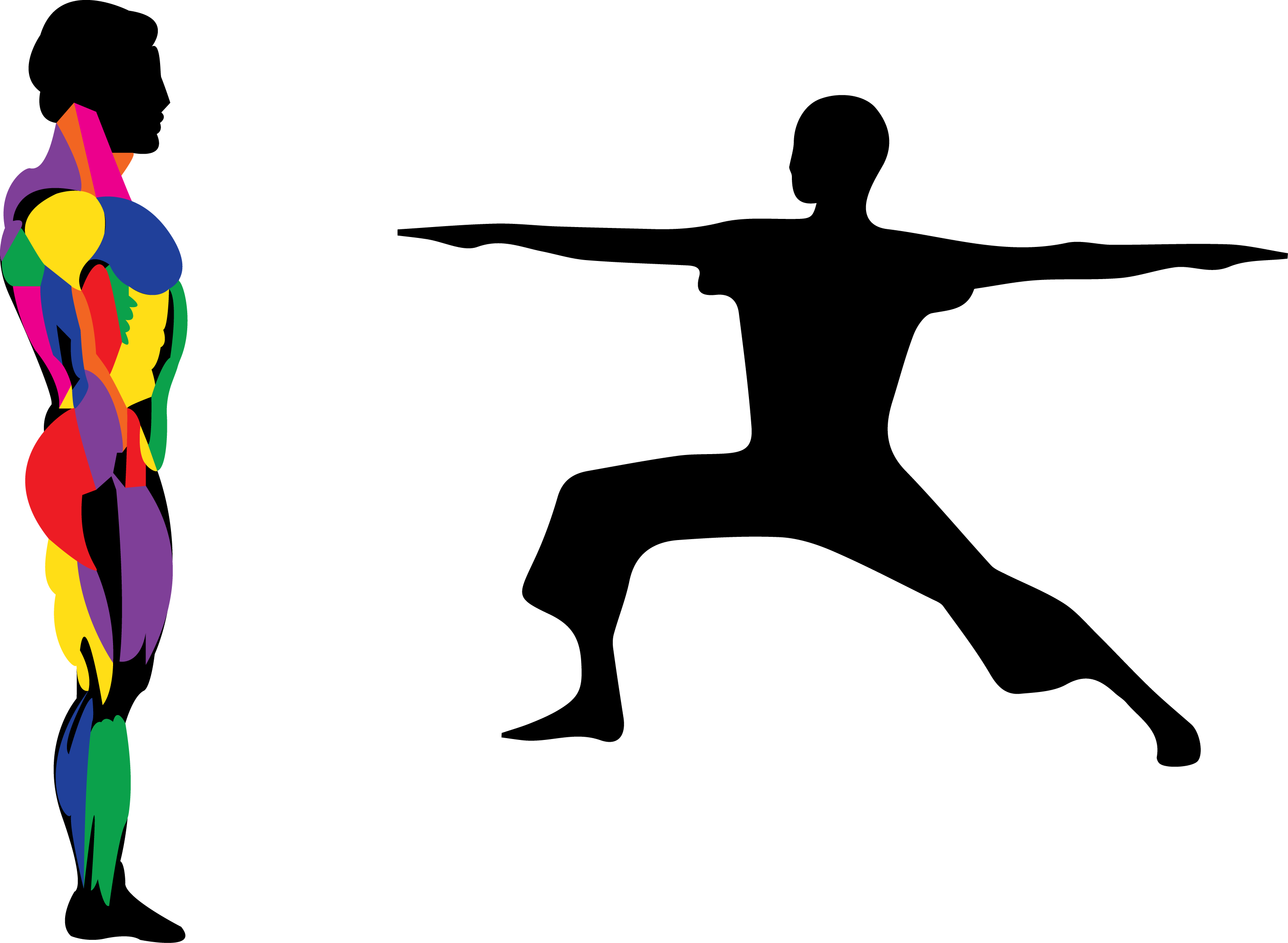 2 Male Figures Posing - Yoga Clip Art (2848x2085)