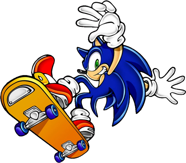 This Artwork 2007 Sega Corporation - Sonic On A Skateboard (700x616)