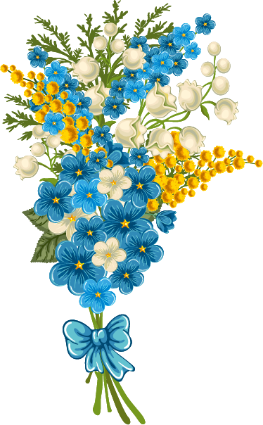 Vector Spring Flowers - Moldura Com Flores Azuis (374x604)