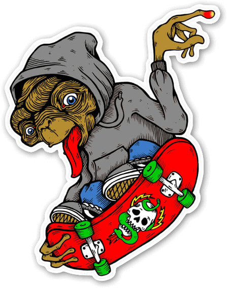 Et Skates Sticker - Skateboarding Stickers (478x600)
