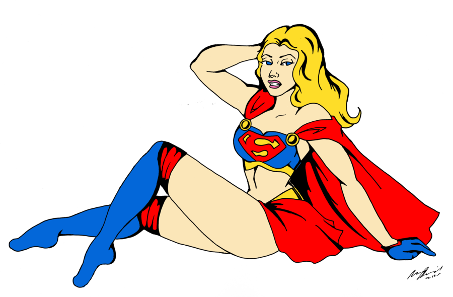 Supergirl Pin Up By Diableret - Cartoon (900x590)