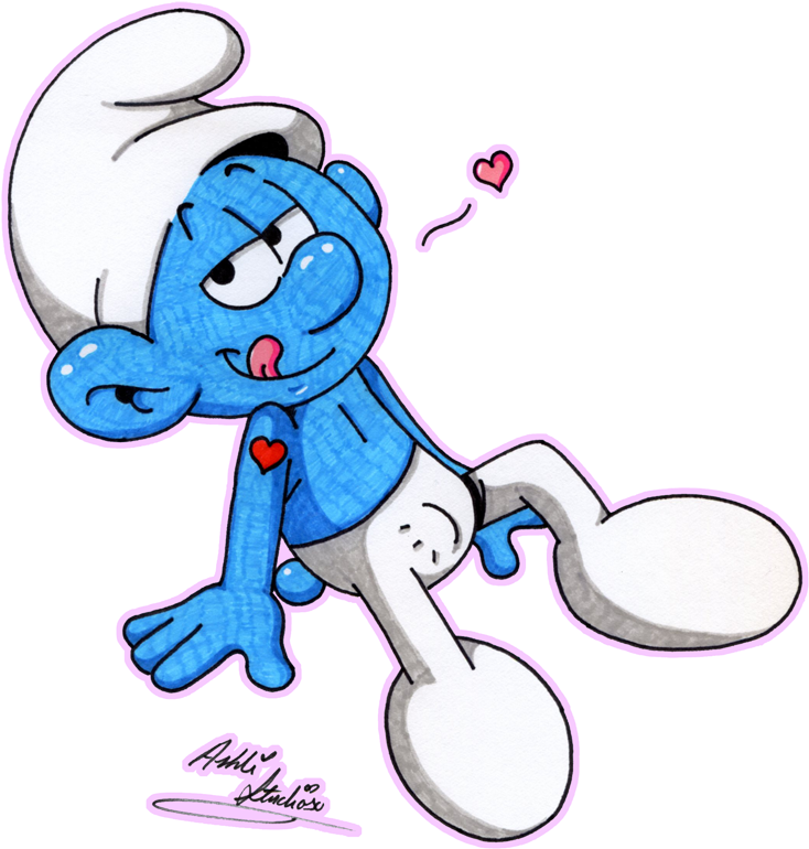 Sexy Hefty Pin Up By Kiss The Iconist - Hefty And Smurfette Kiss (800x903)