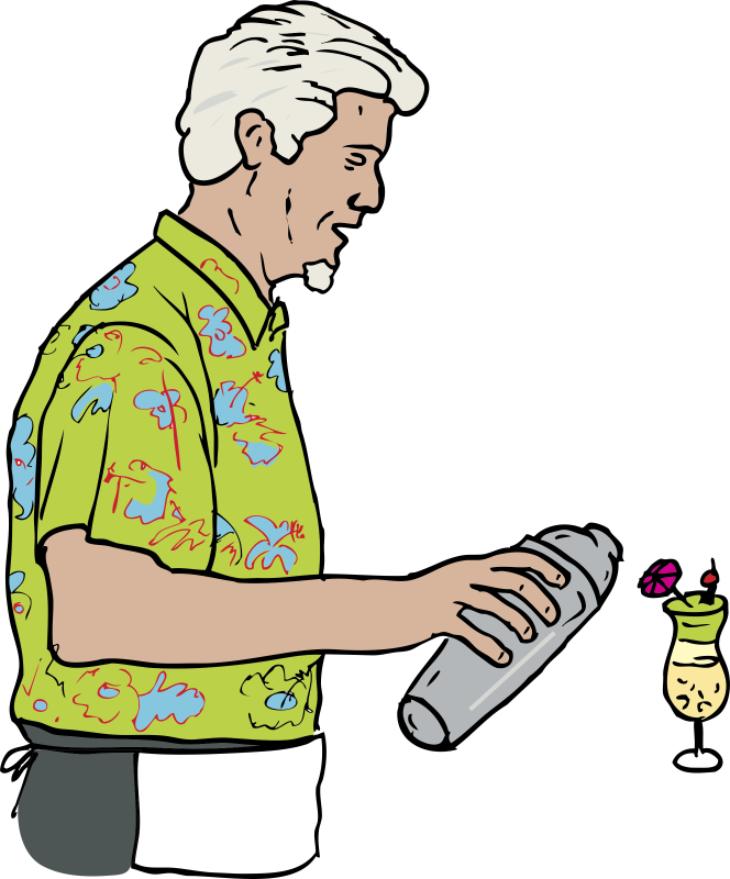 Pin Tiki Man Clip Art - Bartender Clipart Png (664x800)