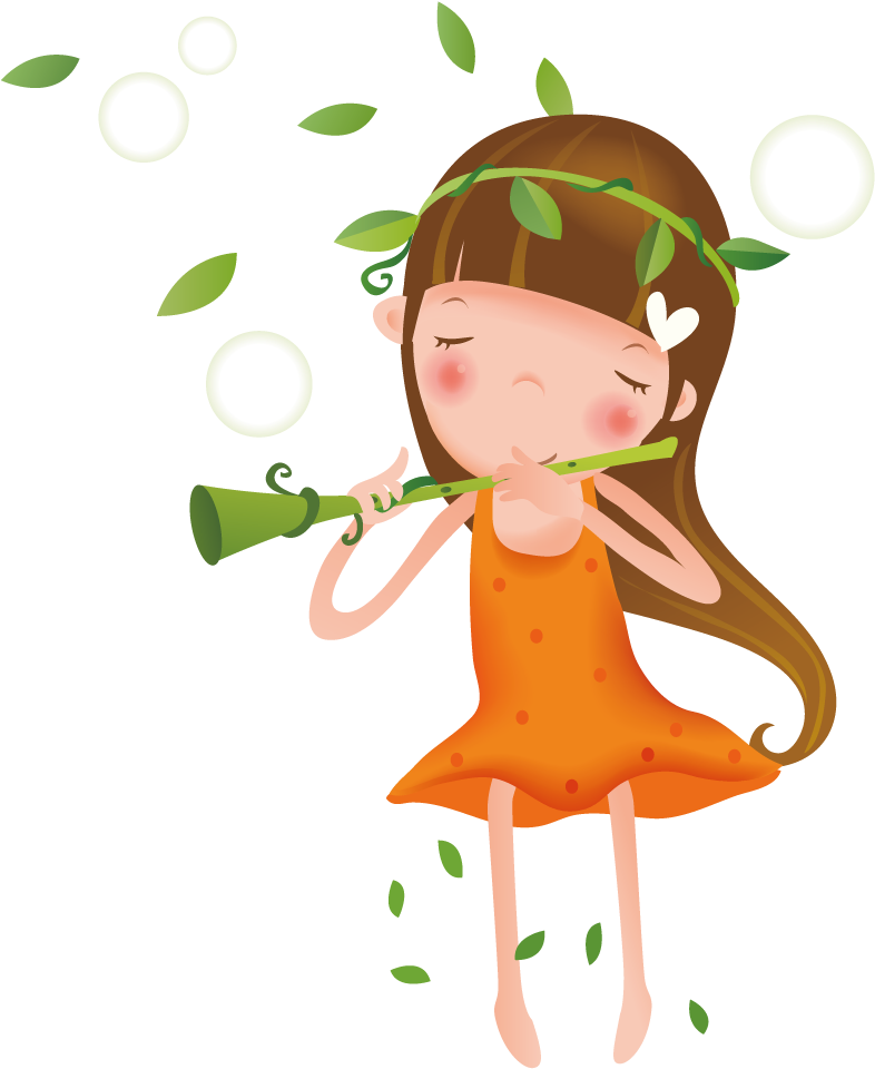 Girl Playing The Flute - Vector Graphics (1000x1000)