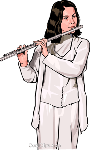 Female Flutist Royalty Free Vector Clip Art Illustration - Flute (289x480)