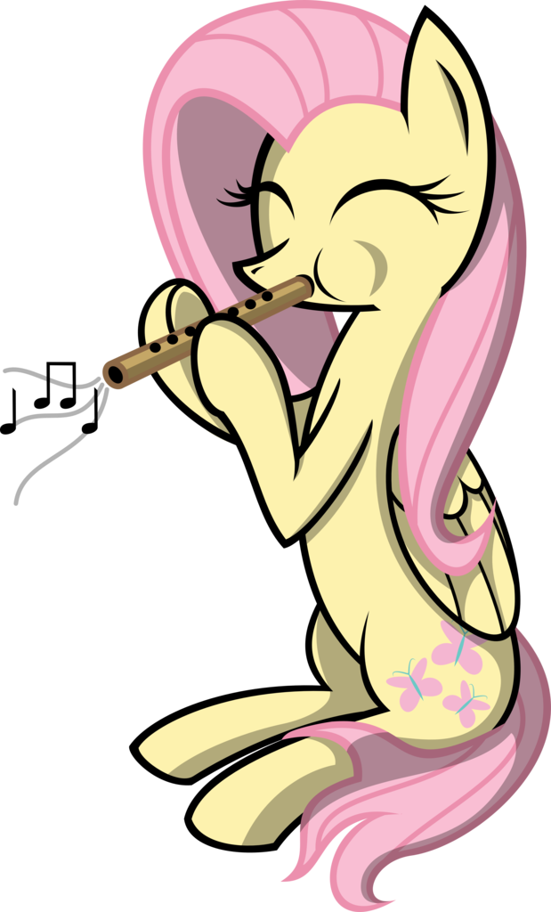 Subjectbubblegum, Eyes Closed, Flute, Fluttershy, Instrument, - Cartoon (619x1024)