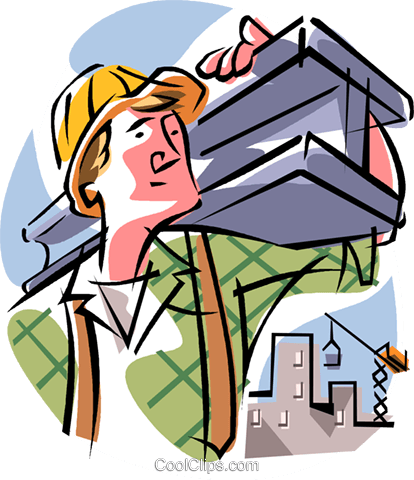 Construction Worker Royalty Free Vector Clip Art Illustration - Trabalhador Construção Civil Desenho Png (414x480)