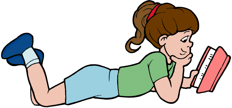 Cartoon Girl Reading Book - Reading Clip Art (750x350)