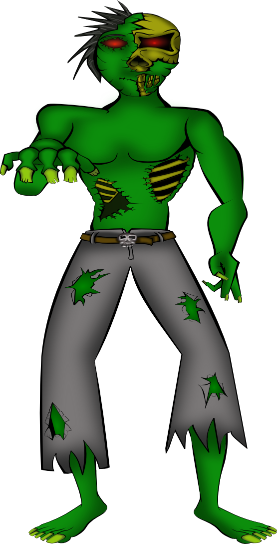 A Zombie Male Elijah Portnoy Halloween 555px - Scary Clip Art Monster (999x1956)