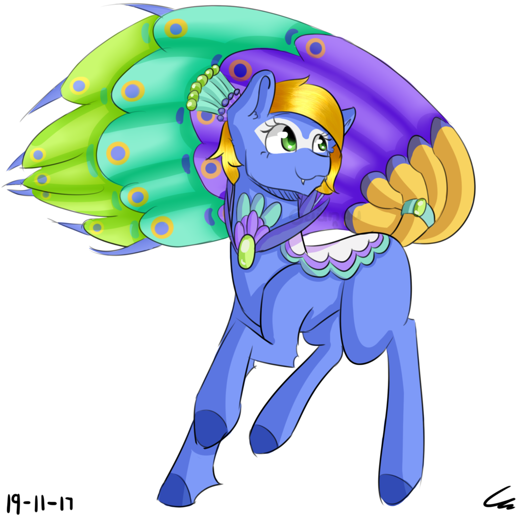 Peacock Pony [commission] By Lantada - Cartoon (1024x1053)