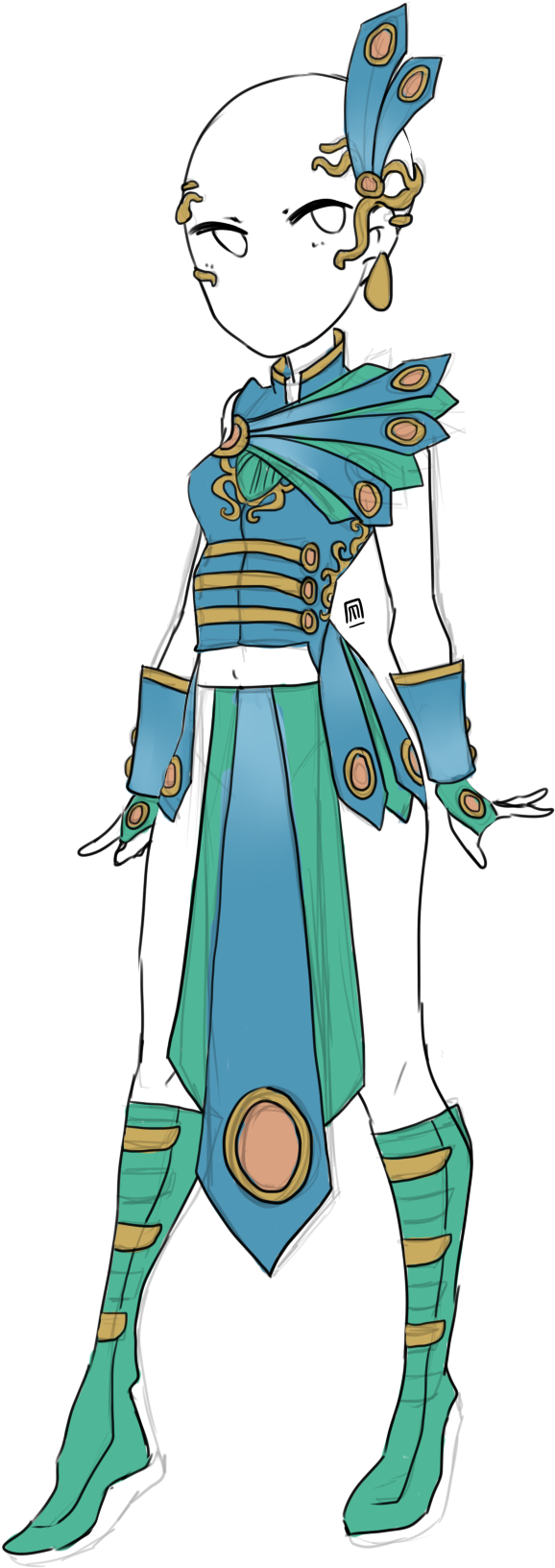 Peacock Soldier Outfit Auction 1 Point Sb By Monipue - Cartoon (800x1800)