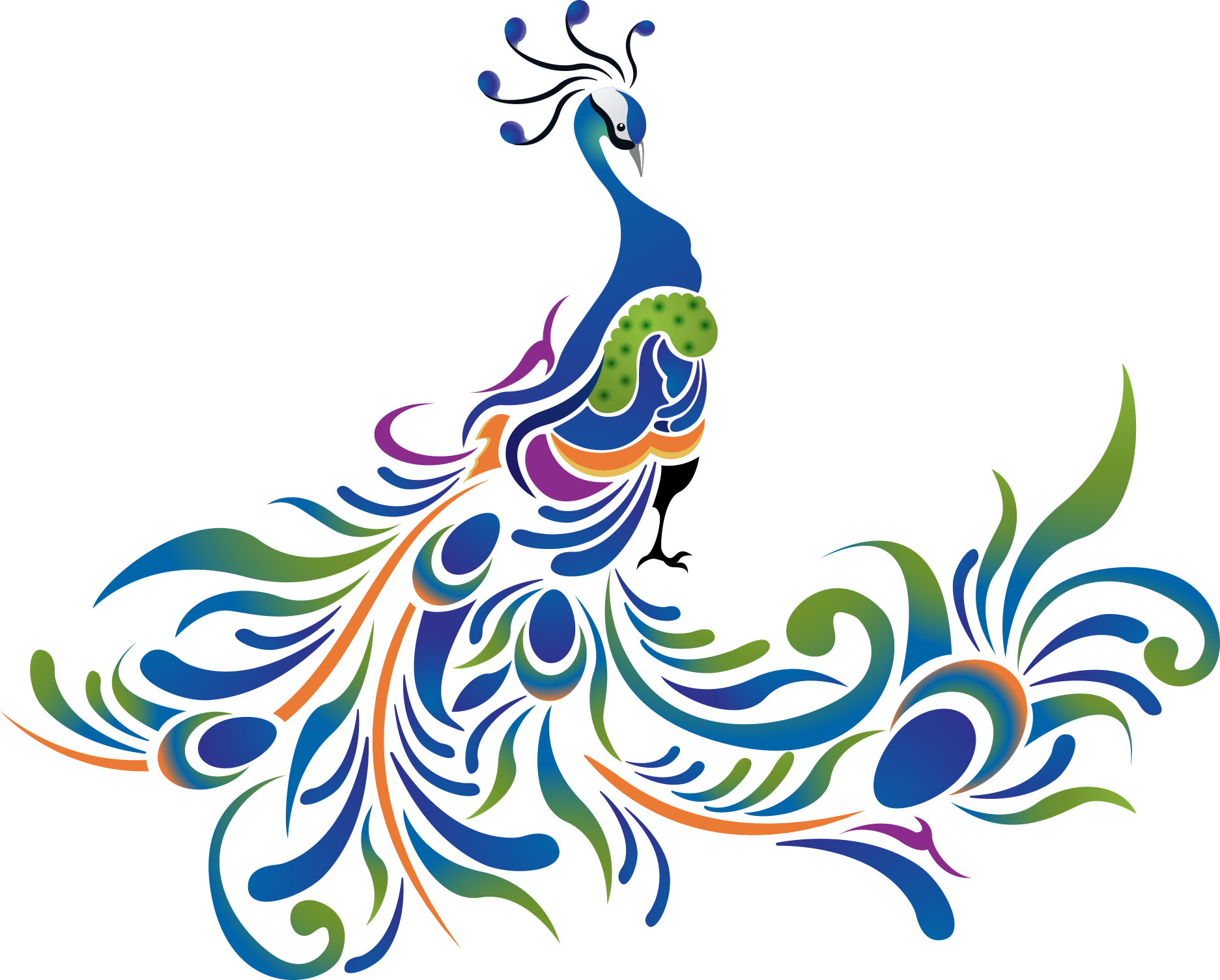 Vector Cartoon Peacock Blue - Cartoon Peacock (1873x1505)