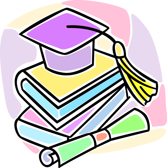 Vector Illustration Of School Graduate Mortarboard - Clip Art (696x700)