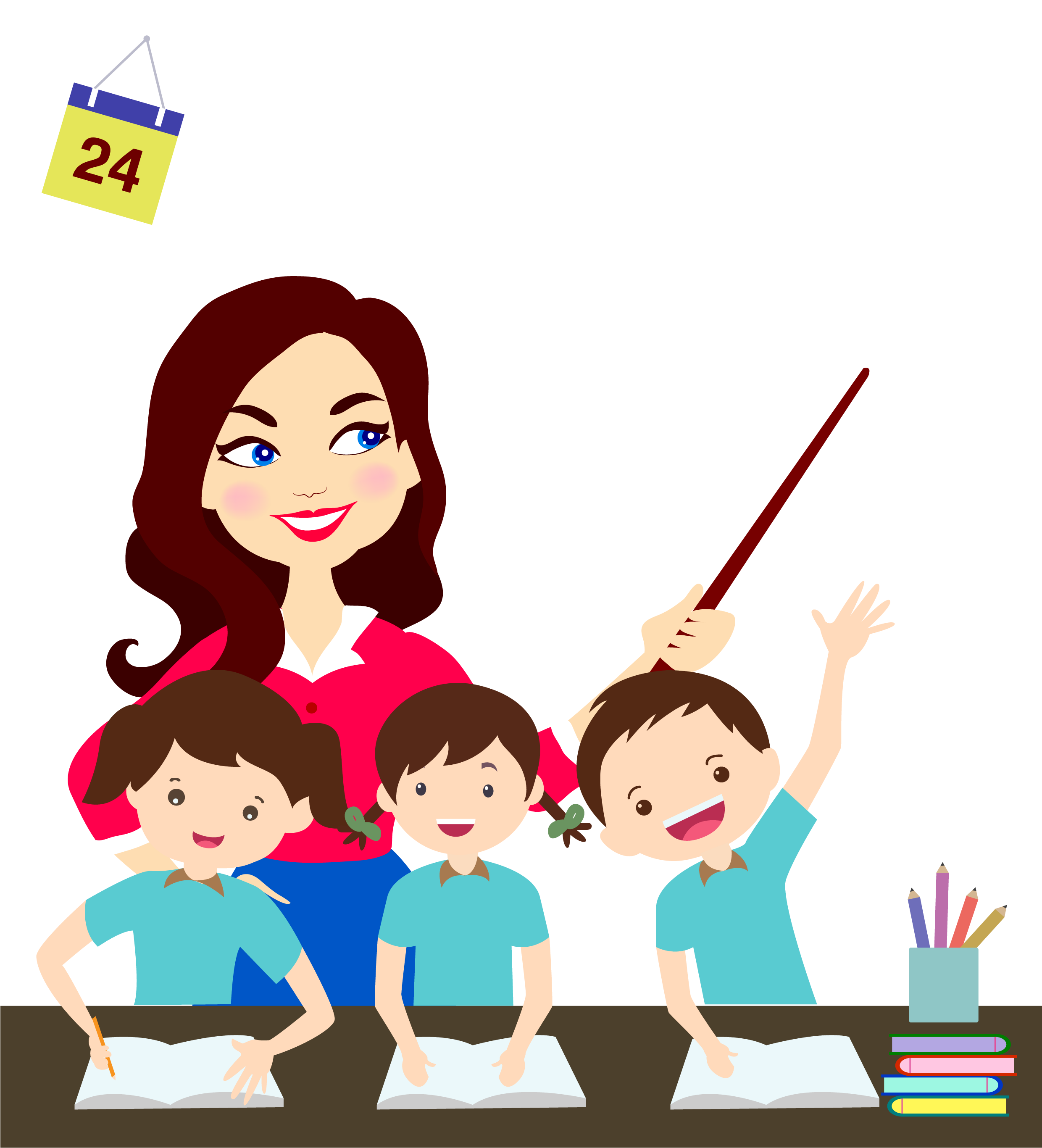 Cartoon Teacher Graphic Design Icon - Teacher And Students Cartoon (2479x2738)