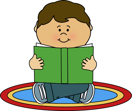 Clipart Of Kids Reading - Student Sitting On Carpet Clipart (450x377)