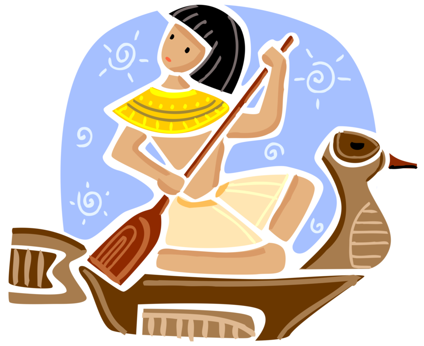 Vector Illustration Of Ancient Egyptian Boy Paddles - Vector Illustration Of Ancient Egyptian Boy Paddles (857x700)