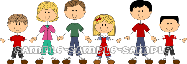 Pets Clipart Family - Family With 3 Sons And 1 Daughter (634x218)