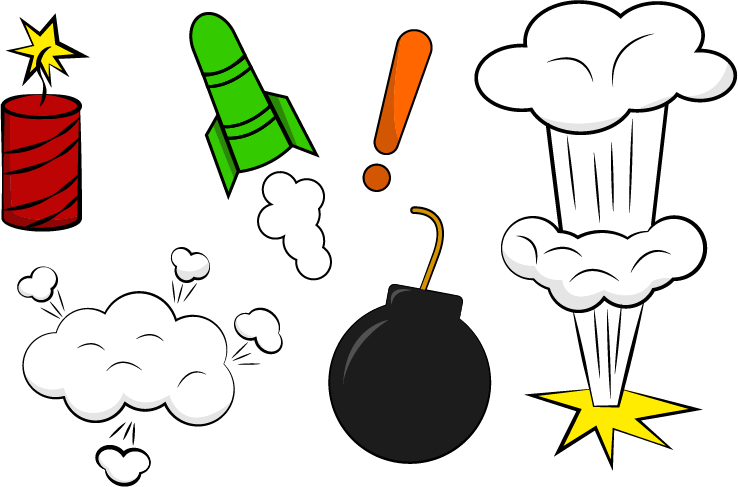 Comics Bomb Cartoon - Rocket Smoke Cartoon Png (738x487)