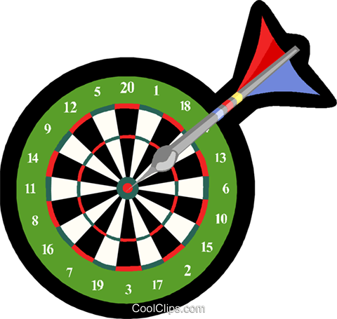 Darts In Dartboard Royalty Free Vector Clip Art Illustration - Indoor Games And Sports (480x455)