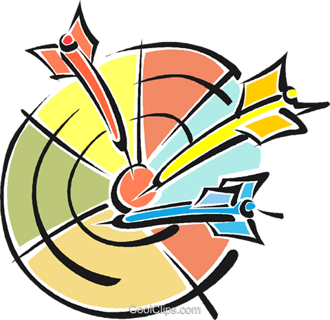 Dartboard With Darts Royalty Free Vector Clip Art Illustration - Dartscheibe Clipart (480x465)