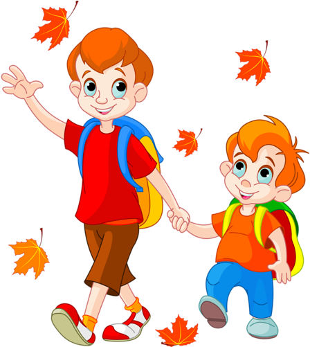 School Children - Boys Going To School Cartoon (462x500)