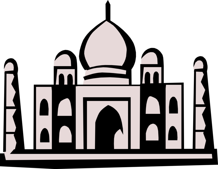 Vector Illustration Of Taj Mahal Marble Mausoleum On - Agra (902x700)