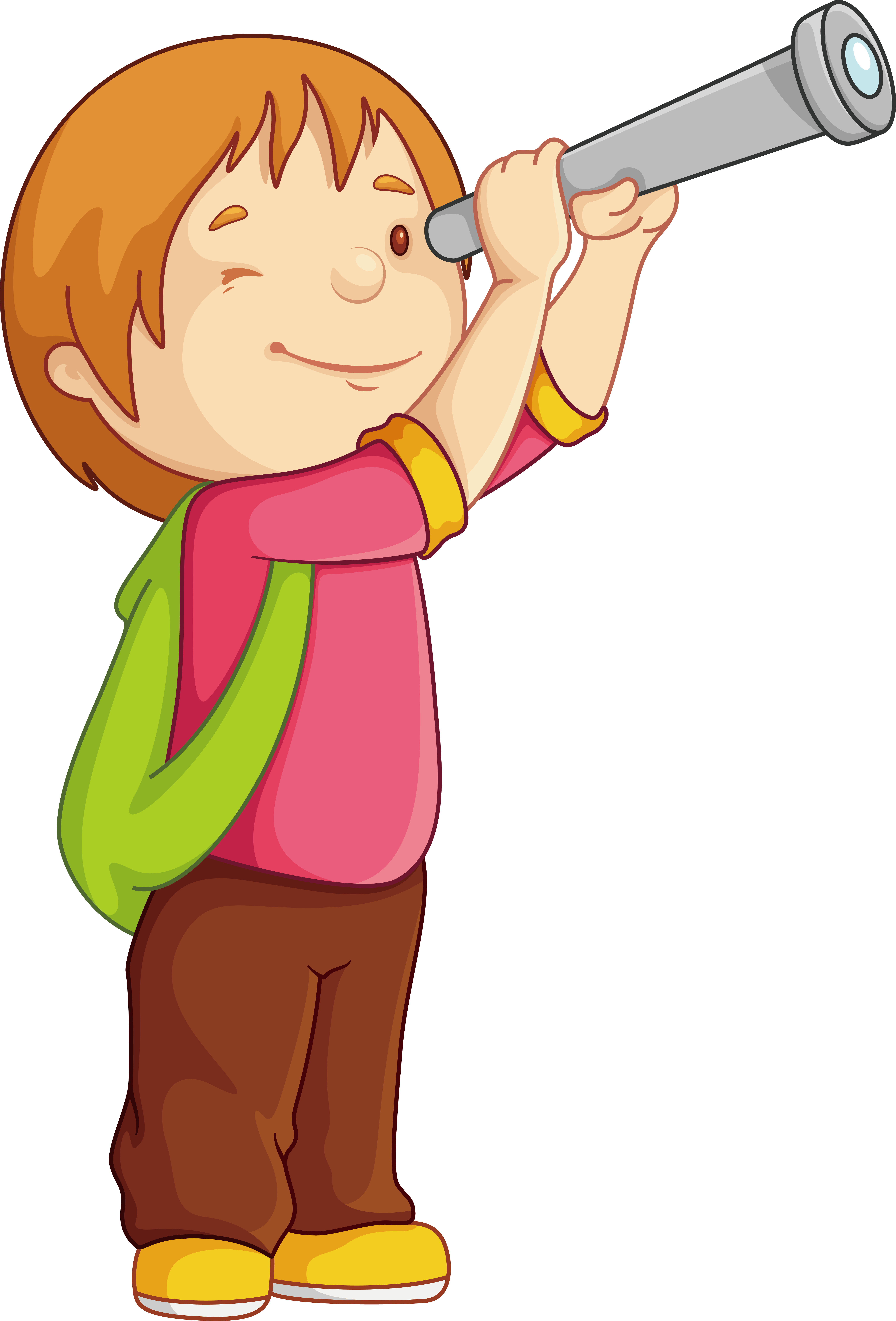 Telescope Child Illustration - Telescope Child Illustration (6037x8896)