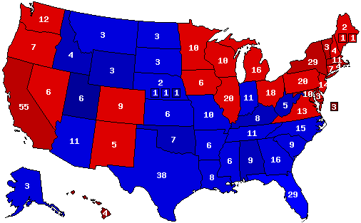 New York, California, Pennsylvania, Virginia, Oregon, - Texas Political Map 2016 (506x313)