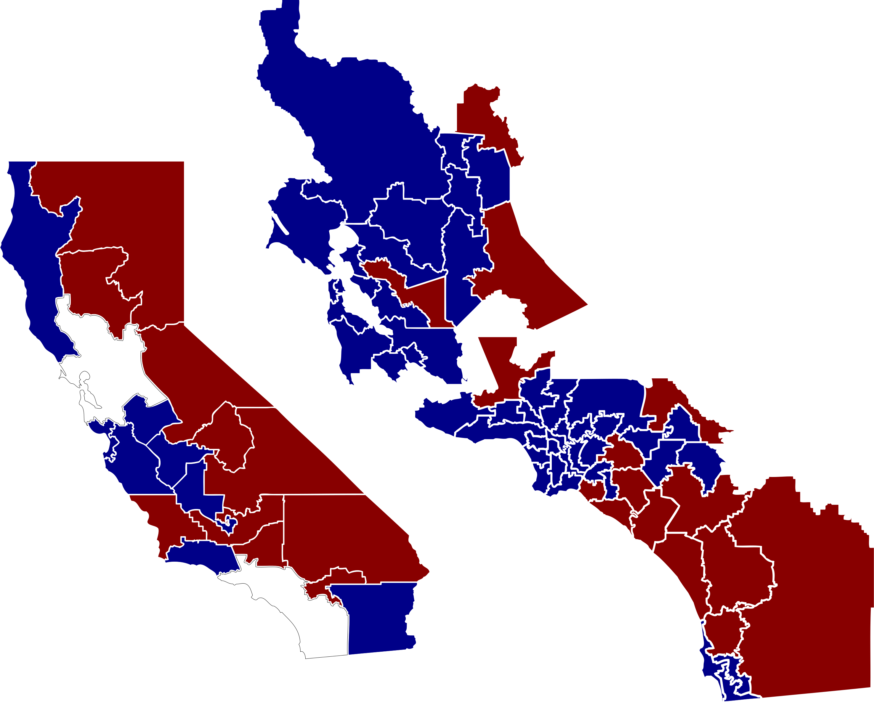 California State Assembly 2017-18 - California State Representatives Map (2951x2371)