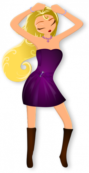Org-vector Drawing Of A Woman Dancing In Black Boots - Girl Dance Clipart Png (300x582)
