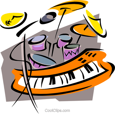 Keyboards With Drums Royalty Free Vector Clip Art Illustration - Keyboards With Drums Royalty Free Vector Clip Art Illustration (480x476)