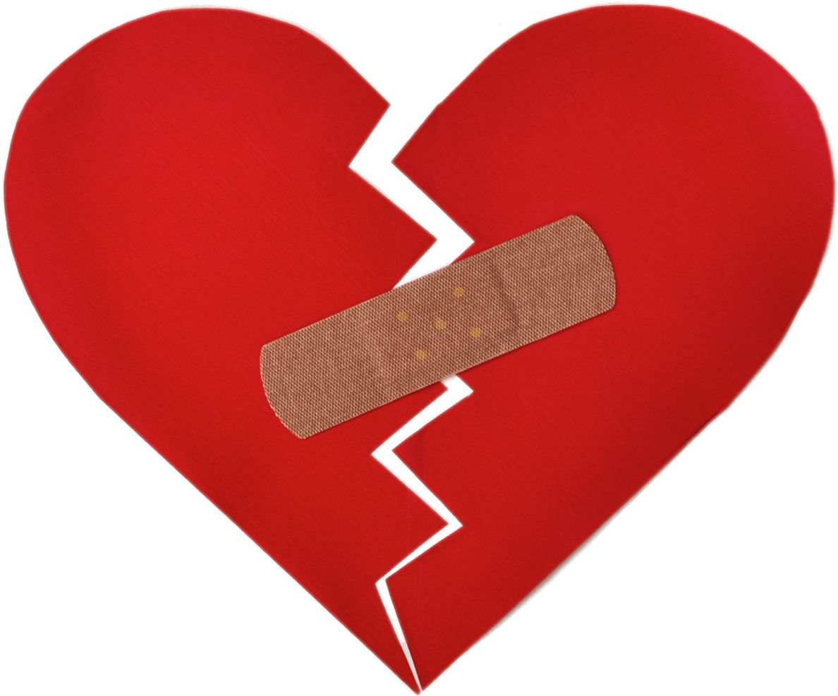 Broken Heart With Bandaid Transparent Png - Repair Heart (1304x997)