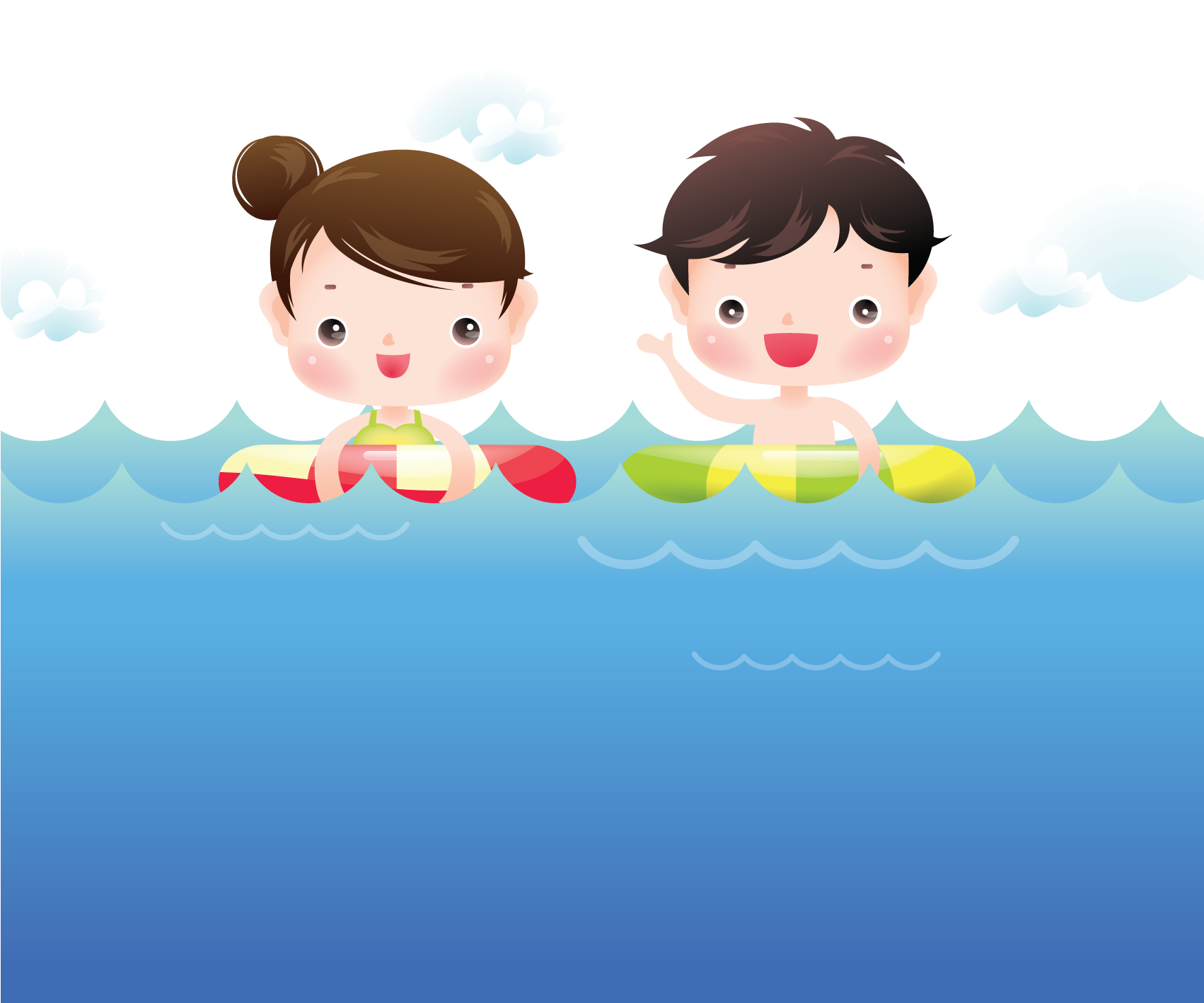 Child Swimming Cartoon Illustration - Children Swimming Cartoon (1701x2268)