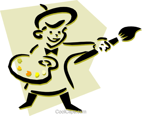 Artist With Palette And Paint Royalty Free Vector Clip - Paleta De Pintura Png (480x393)