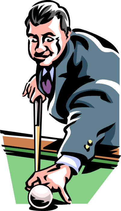 Vector Illustration Of Sport Of Billiards Pool Player - Cartoon (402x700)