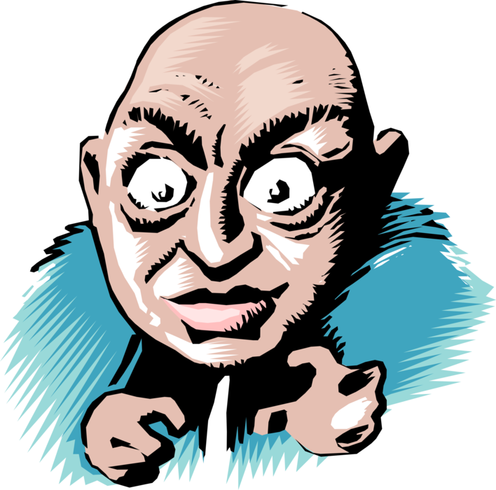 Vector Illustration Of Demonic Evil Monster With Glaring - Evil Cartoon Man (708x700)