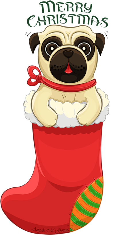 Christmas Pug By Scribalwriter - Pug (480x824)