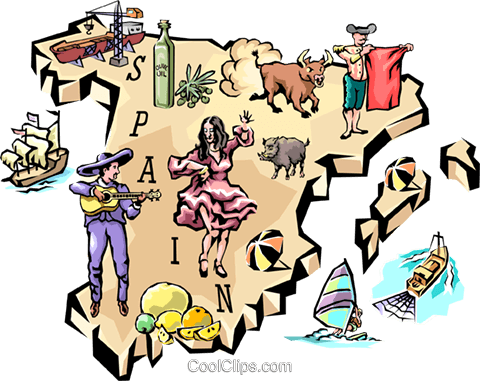 Spain Royalty Free Vector Clip Art Illustration - Eat, Drink And Be Spanish: A Traveller's Guide To The (480x381)