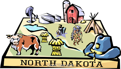 North Dakota Vignette Map Royalty Free Vector Clip - Barn Clip Art (480x274)