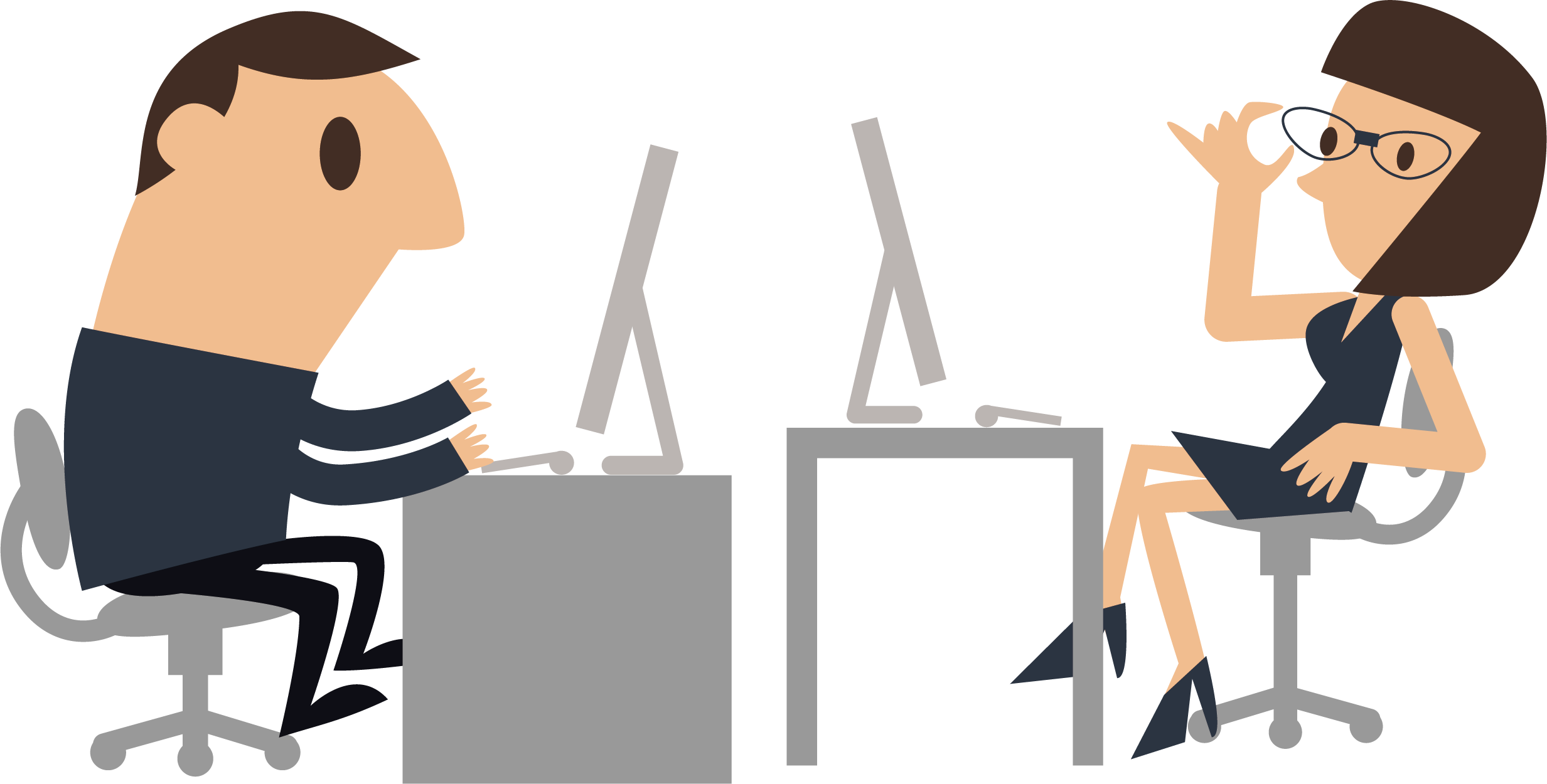 Cartoon Business Job Clip Art - ทำงาน พนักงาน Png (2465x1250)