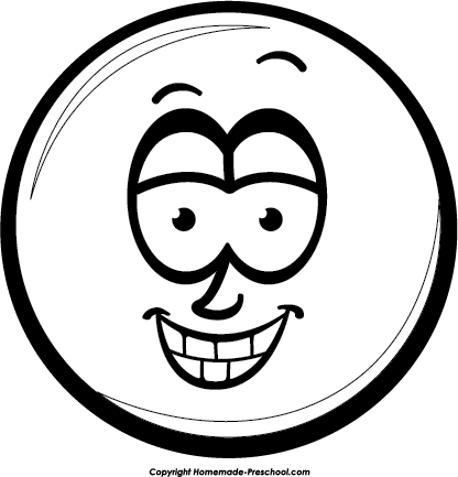 Grin Clipart Happy - Line Art Smiley Face (416x433)