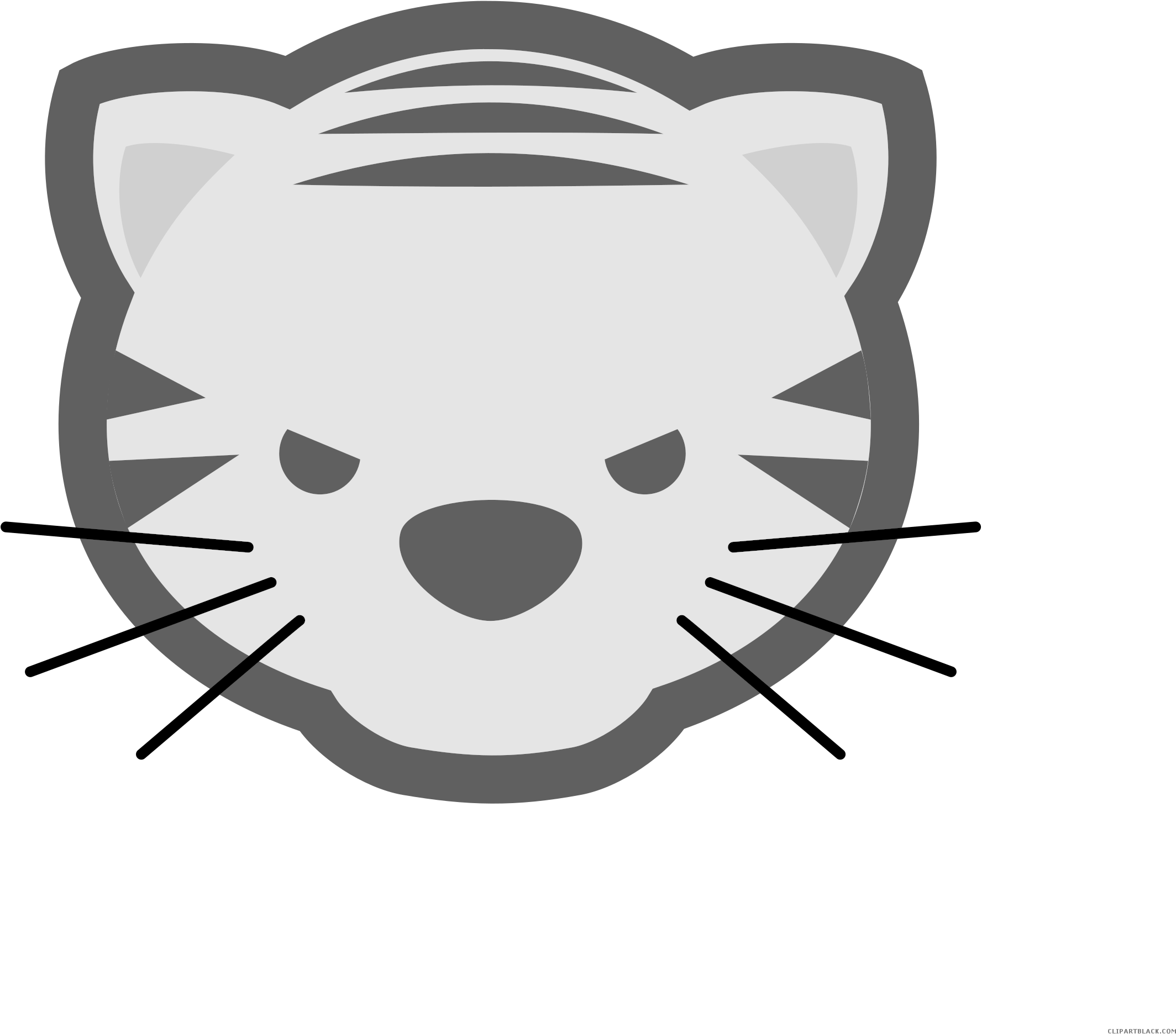 Tiger Face Animal Free Black White Clipart Images Clipartblack - Cute Tiger Shower Curtain (2500x2500)