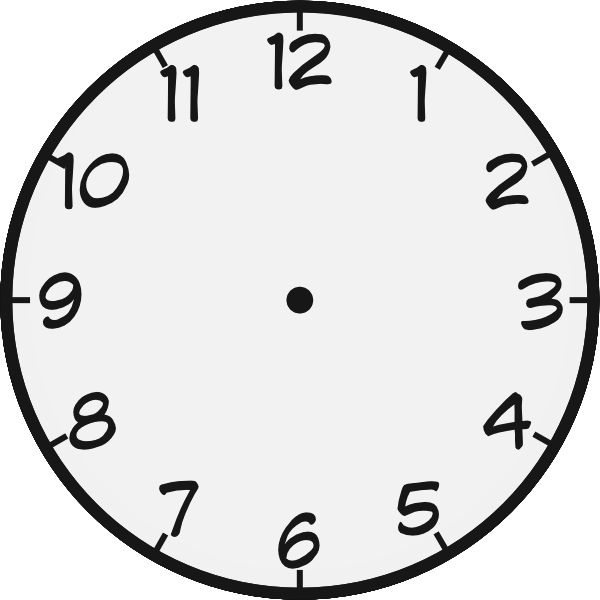 Clock Clipart Blank - Clock To The Half Hour (600x600)