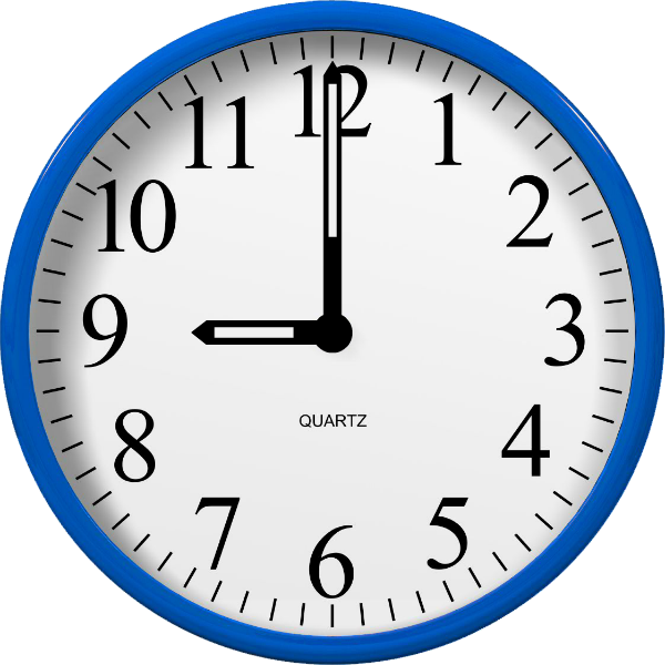 Free Digital Clock Clipart For Teachers - Analoge Klok 3 Uur (600x600)