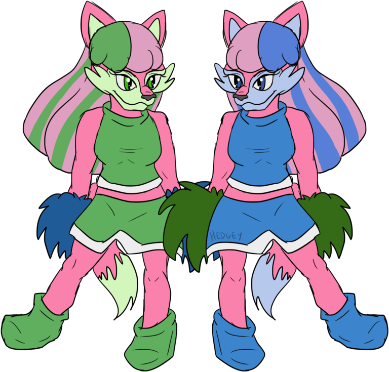 Cheerleader Twins By Hedgey - Cartoon (800x765)