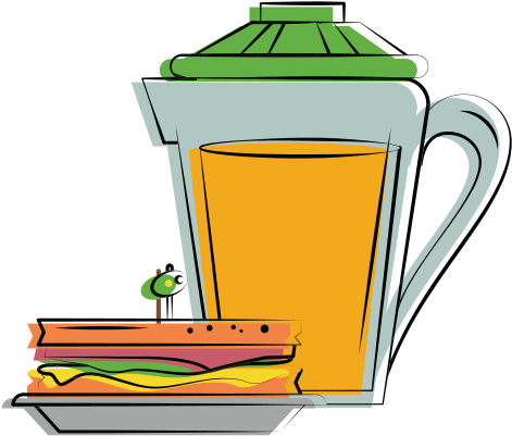 Sandwich With Orange Juice - Illustration (550x550)