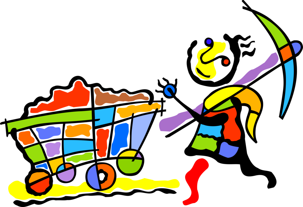 Vector Illustration Of Mining Industry Miner Drilling - Vector Illustration Of Mining Industry Miner Drilling (1022x700)