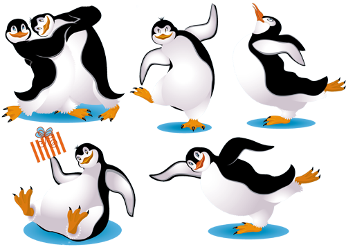 Весёлые Пингвины На Прозрачном Фоне - Penguin Playing Art Beach Towel (550x413)