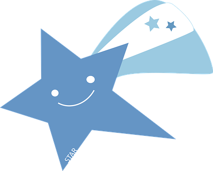 Comet Falling Star Shooting Star Blue Tail - Blue Shooting Star Png (424x340)
