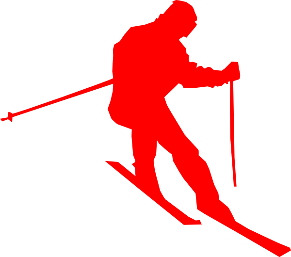 Ski Clip Art At Clker - Downhill Skier Tile Coaster (600x530)